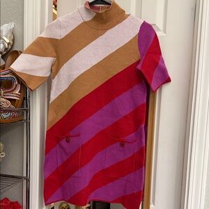 Anthropologie Maeve Annalise Colorblock Diagonal Stripe Knit Dress